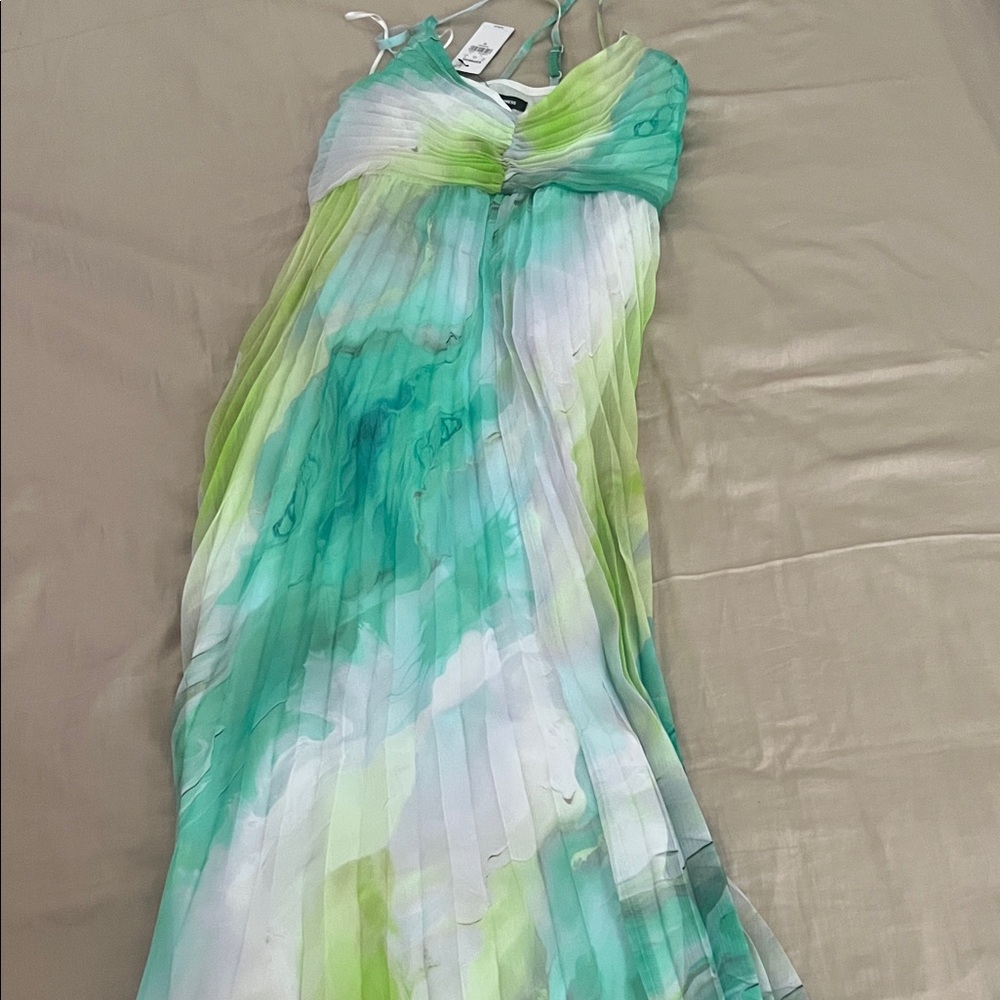 Express Green and White Maxi Dress